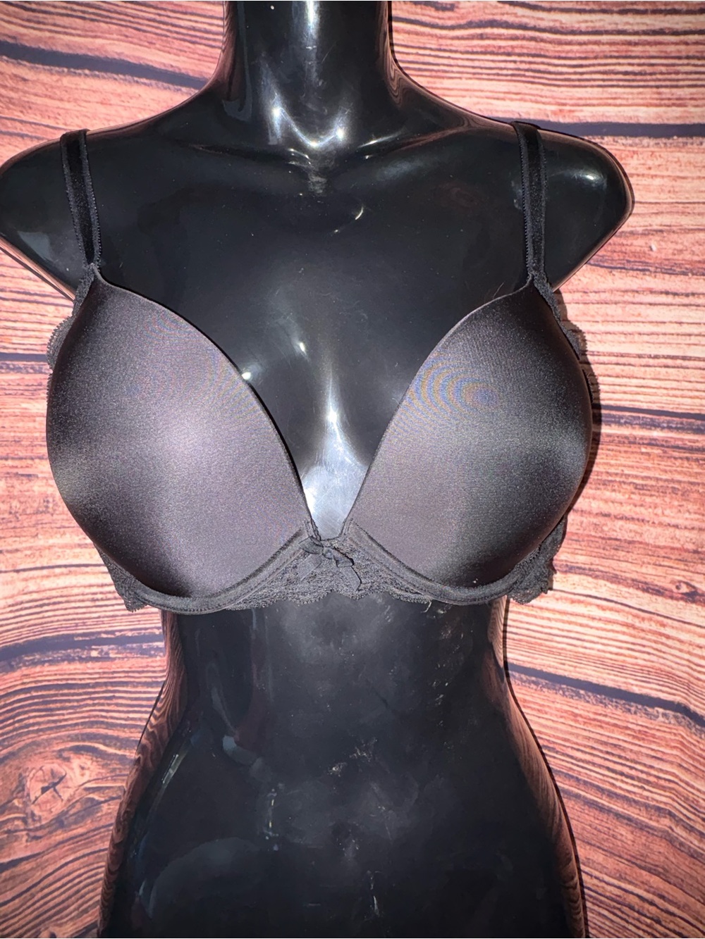 Victoria's Secret Black Lace-Trim Push Up Padded Bra